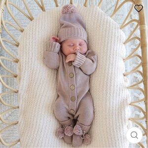 Caden Lane Knit Baby Footie Set - Taupe